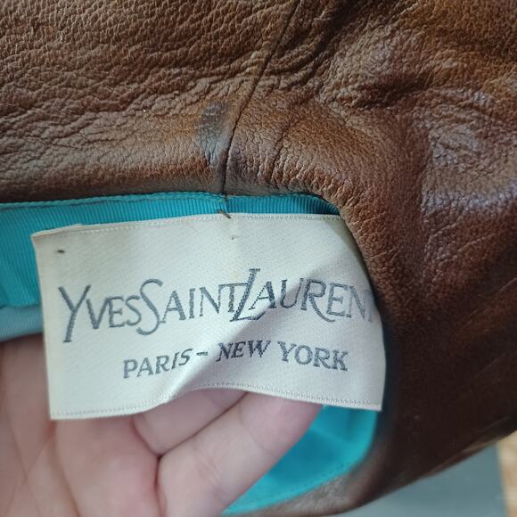Yves Saint Laurent 1970's Brown Leather Hat VINTAGE YSL - Picture 5 of 7